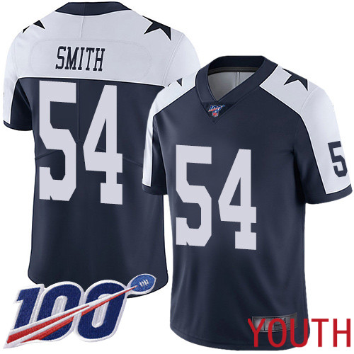 Youth Dallas Cowboys Limited Navy Blue Jaylon Smith Alternate #54 100th Season Vapor Untouchable Throwback NFL Jersey->women nfl jersey->Women Jersey
